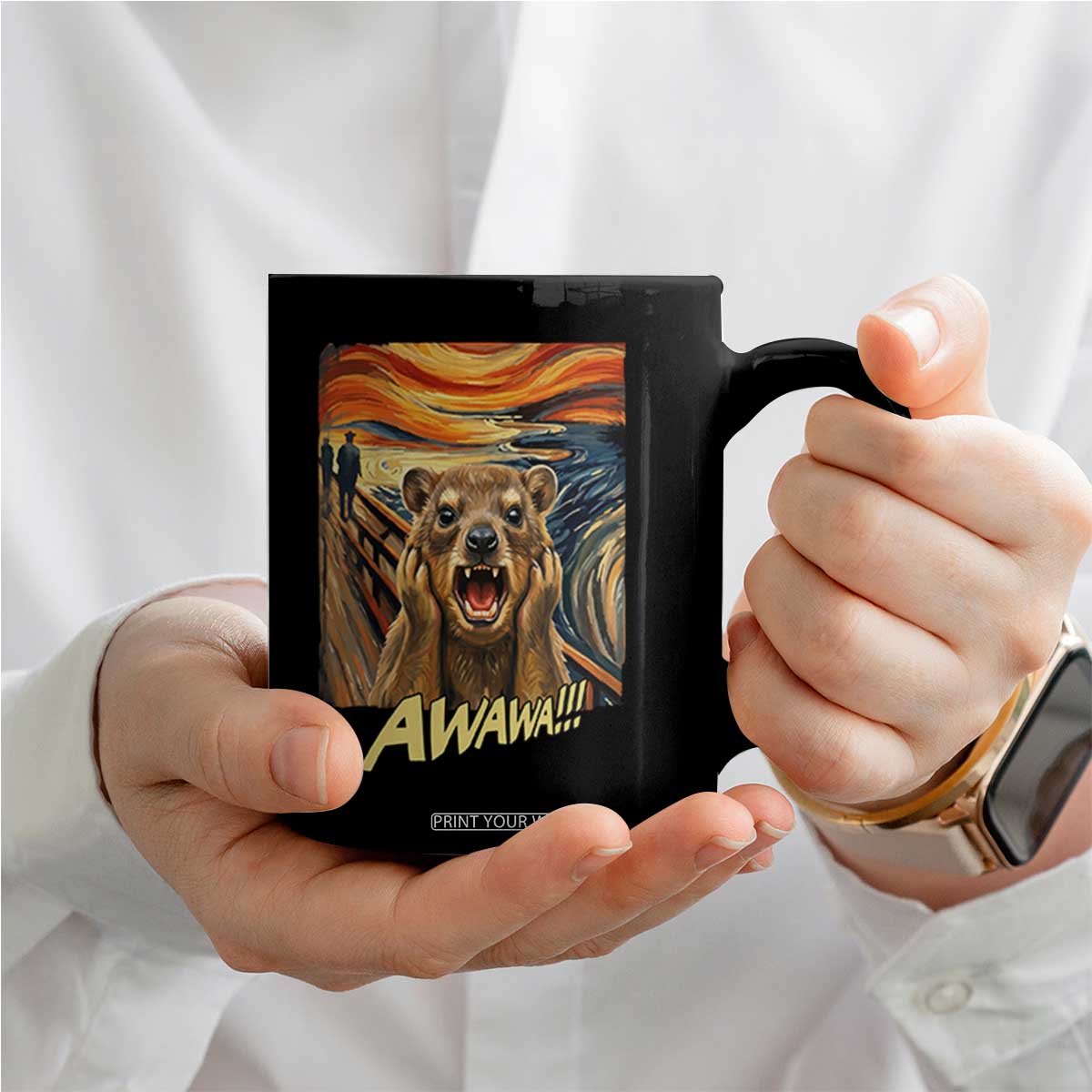 Funny Awawa Hyrax Coffee Mug The Scream Art Oddly Specific Meme Animal TS11 Print Your Wear