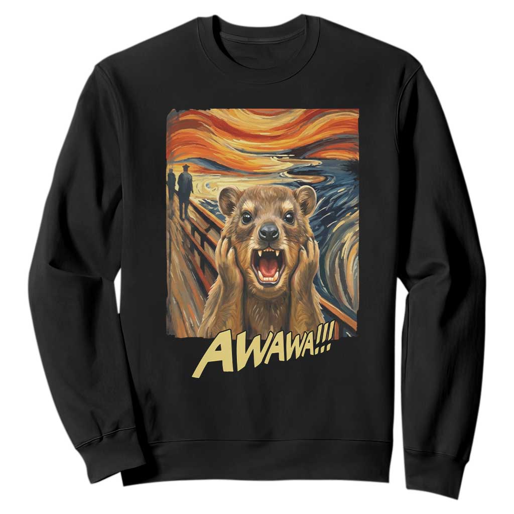 Funny Awawa Hyrax Sweatshirt The Scream Art Oddly Specific Meme Animal TS11 Black Print Your Wear