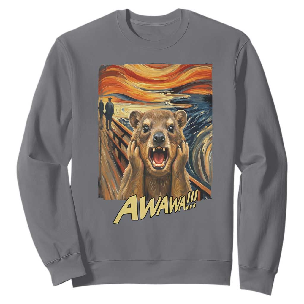 Funny Awawa Hyrax Sweatshirt The Scream Art Oddly Specific Meme Animal TS11 Charcoal Print Your Wear