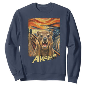 Funny Awawa Hyrax Sweatshirt The Scream Art Oddly Specific Meme Animal TS11 Navy Print Your Wear