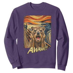 Funny Awawa Hyrax Sweatshirt The Scream Art Oddly Specific Meme Animal TS11 Purple Print Your Wear
