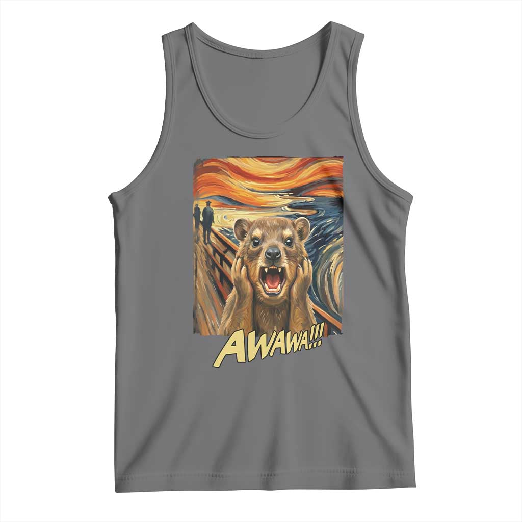 Funny Awawa Hyrax Tank Top The Scream Art Oddly Specific Meme Animal TS11 Black Heather Print Your Wear