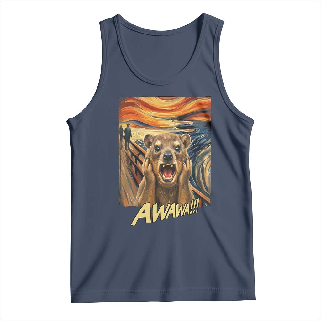 Funny Awawa Hyrax Tank Top The Scream Art Oddly Specific Meme Animal TS11 Navy Print Your Wear
