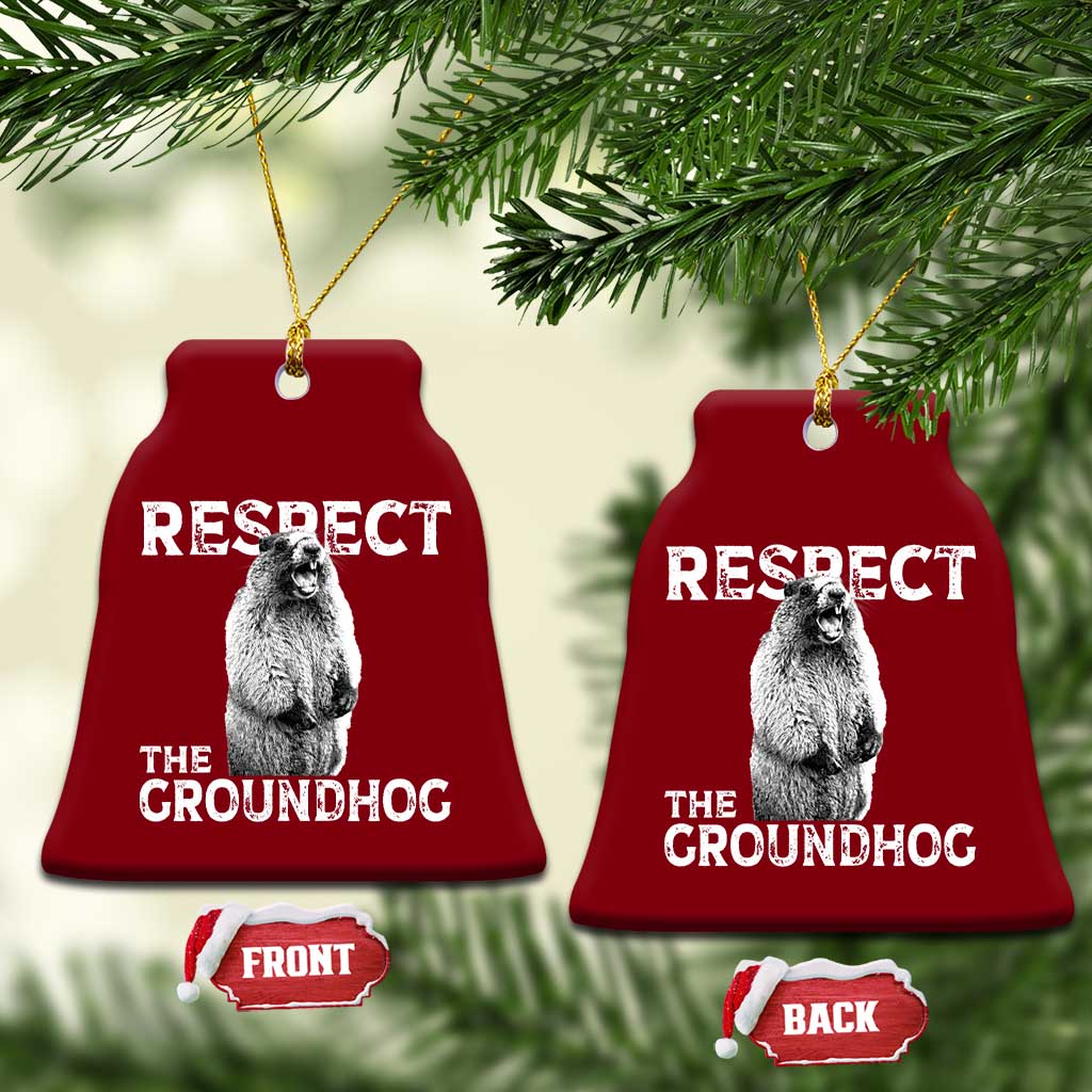 Funny Respect The Groundhog Ceramic Ornament Screaming Woodchuck Meme Groundhog Day TS11 Print Your Wear