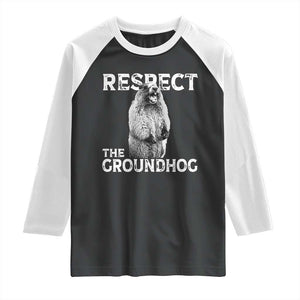 Funny Respect The Groundhog Raglan Shirt Screaming Woodchuck Meme Groundhog Day TS11 Black White Print Your Wear