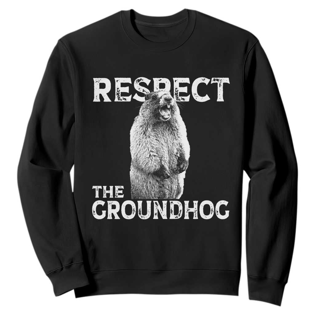 Funny Respect The Groundhog Sweatshirt Screaming Woodchuck Meme Groundhog Day TS11 Black Print Your Wear