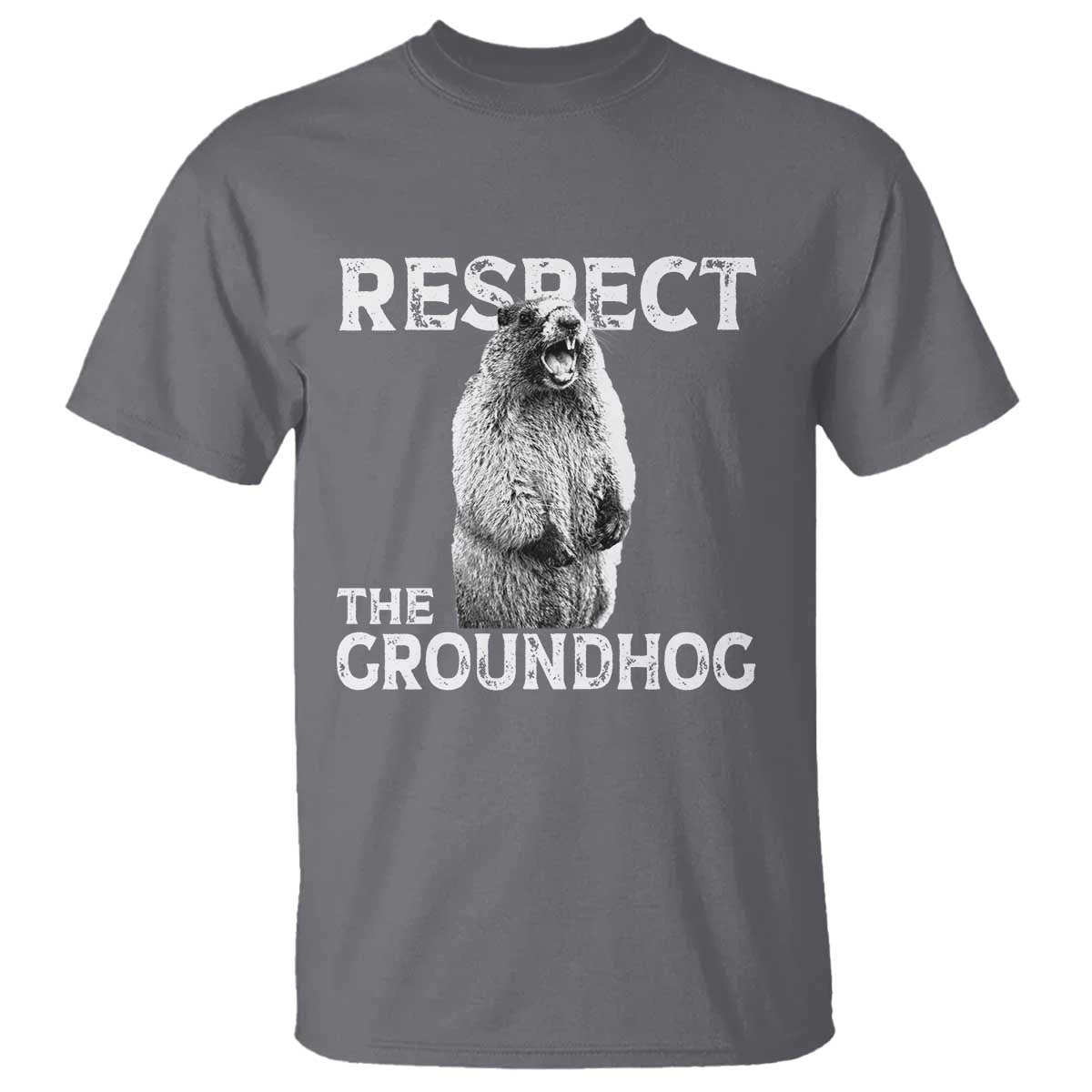 Funny Respect The Groundhog T Shirt Screaming Woodchuck Meme Groundhog Day TS11 Charcoal Print Your Wear
