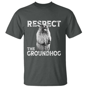 Funny Respect The Groundhog T Shirt Screaming Woodchuck Meme Groundhog Day TS11 Dark Heather Print Your Wear