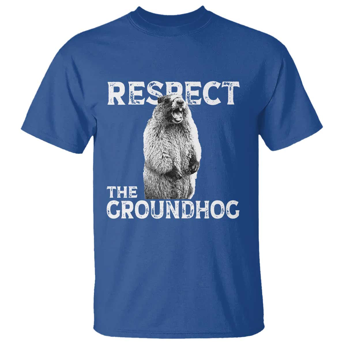 Funny Respect The Groundhog T Shirt Screaming Woodchuck Meme Groundhog Day TS11 Royal Blue Print Your Wear