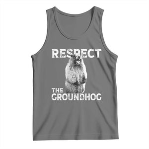 Funny Respect The Groundhog Tank Top Screaming Woodchuck Meme Groundhog Day TS11 Black Heather Print Your Wear