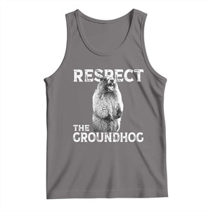 Funny Respect The Groundhog Tank Top Screaming Woodchuck Meme Groundhog Day TS11 Deep Heather Print Your Wear