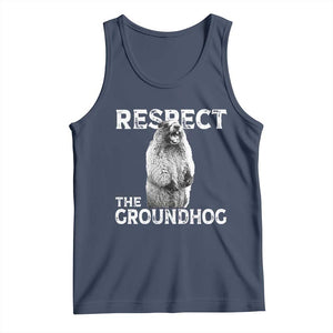Funny Respect The Groundhog Tank Top Screaming Woodchuck Meme Groundhog Day TS11 Navy Print Your Wear