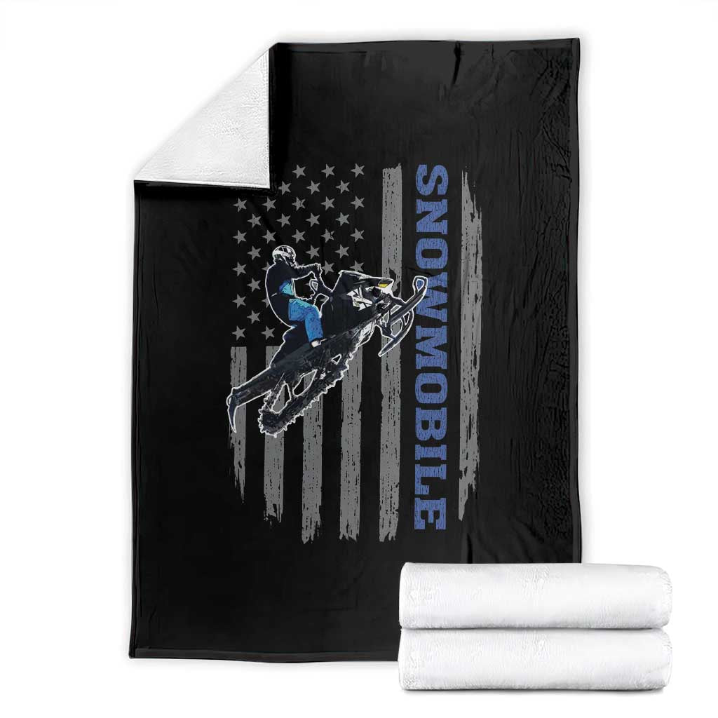 Snowmobile American Flag Snowcross Riding Winter Sport Throw Blanket TS11 Black Print Your Wear