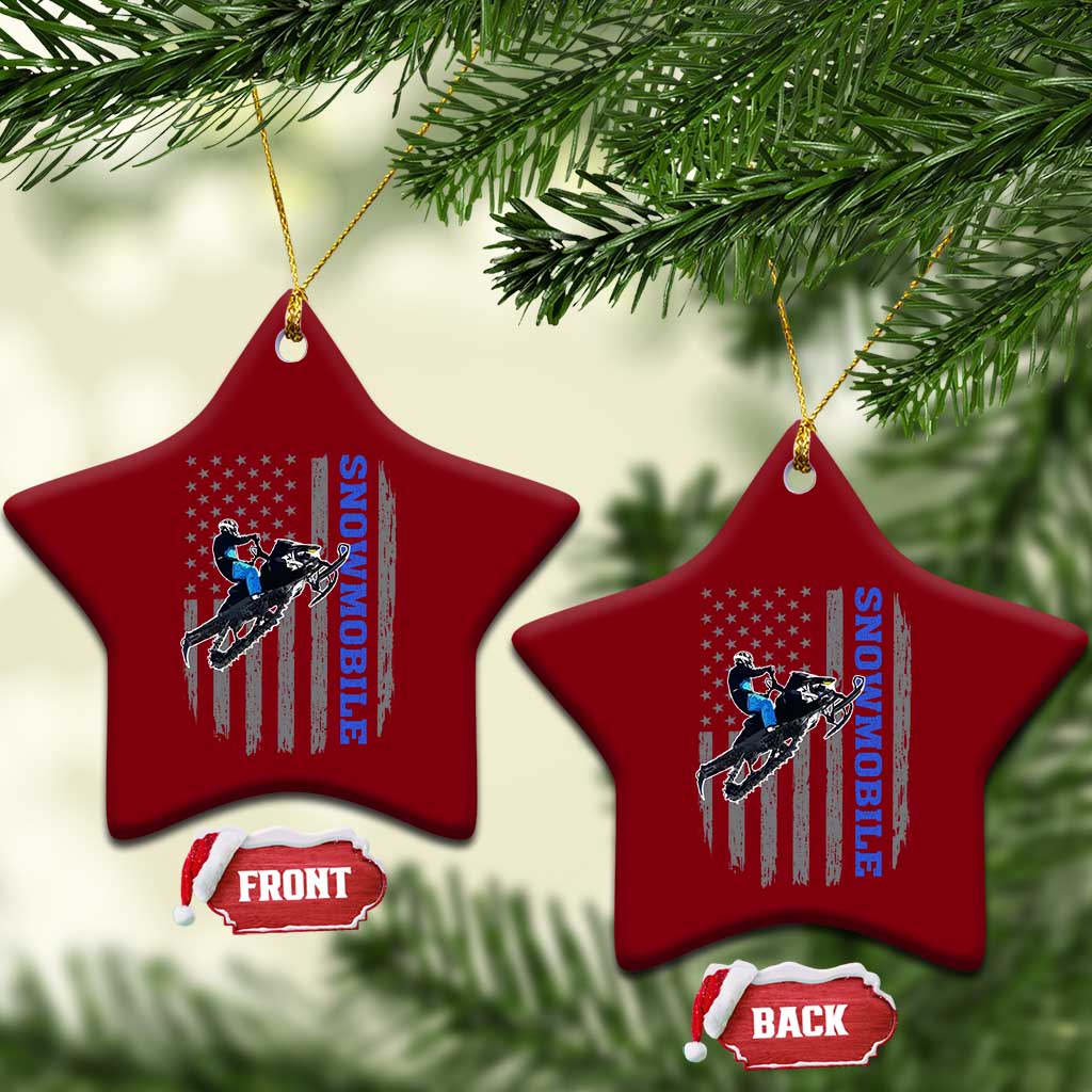 Snowmobile American Flag Snowcross Riding Winter Sport Ceramic Ornament TS11 Print Your Wear