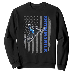 Snowmobile American Flag Snowcross Riding Winter Sport Sweatshirt TS11 Black Print Your Wear