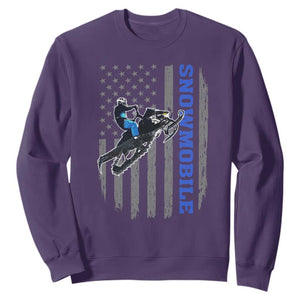 Snowmobile American Flag Snowcross Riding Winter Sport Sweatshirt TS11 Purple Print Your Wear