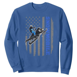 Snowmobile American Flag Snowcross Riding Winter Sport Sweatshirt TS11 Royal Blue Print Your Wear