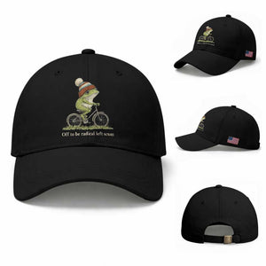 Off To Be Radical Left Scum Baseball Cap Funny Frog Resistance TS11 Baseball Cap Universal Fit Black Print Your Wear