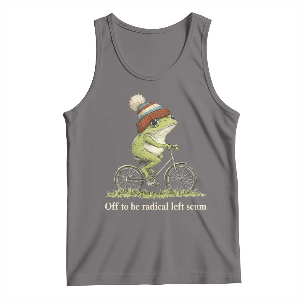 Off To Be Radical Left Scum Tank Top Funny Frog Resistance TS11 Deep Heather Print Your Wear