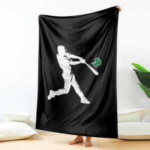 St Patricks Day Baseball Batter Silhouette Shamrock Throw Blanket TS11 Print Your Wear