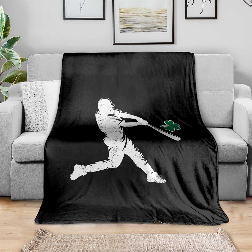 St Patricks Day Baseball Batter Silhouette Shamrock Throw Blanket TS11 Print Your Wear