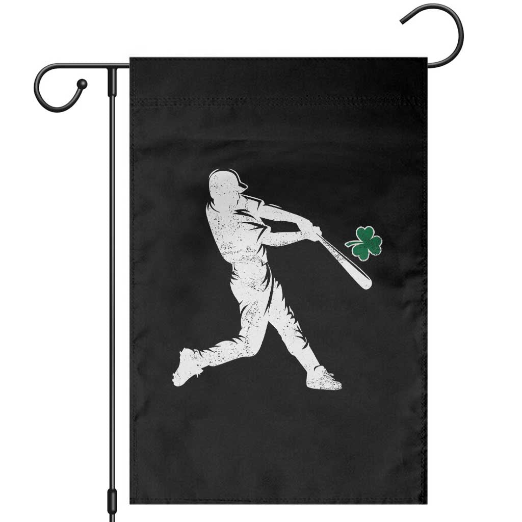 St Patricks Day Baseball Batter Silhouette Shamrock Garden Flag TS11 Black Print Your Wear