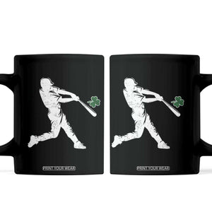 St Patricks Day Baseball Batter Silhouette Shamrock Coffee Mug TS11 Black Print Your Wear
