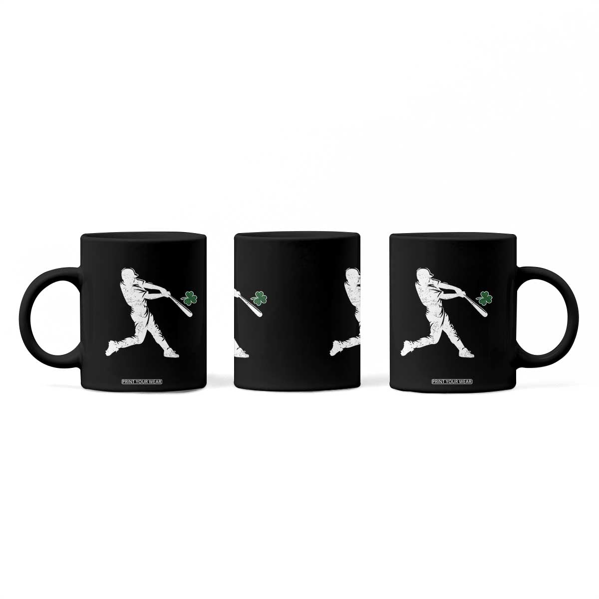St Patricks Day Baseball Batter Silhouette Shamrock Coffee Mug TS11 Print Your Wear