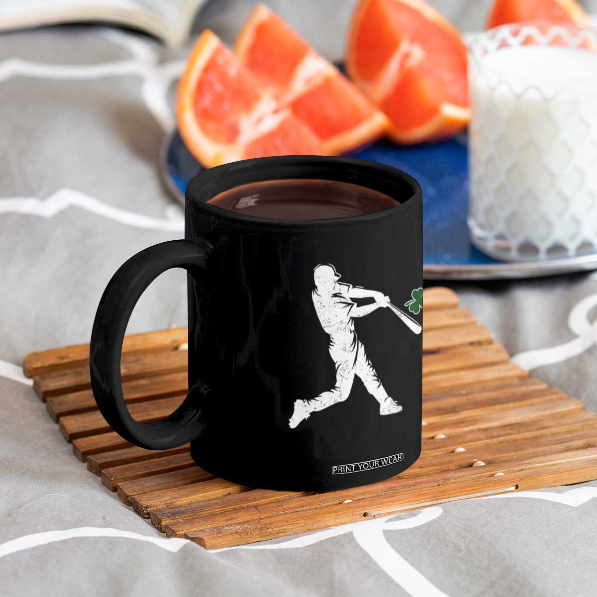 St Patricks Day Baseball Batter Silhouette Shamrock Coffee Mug TS11 Print Your Wear