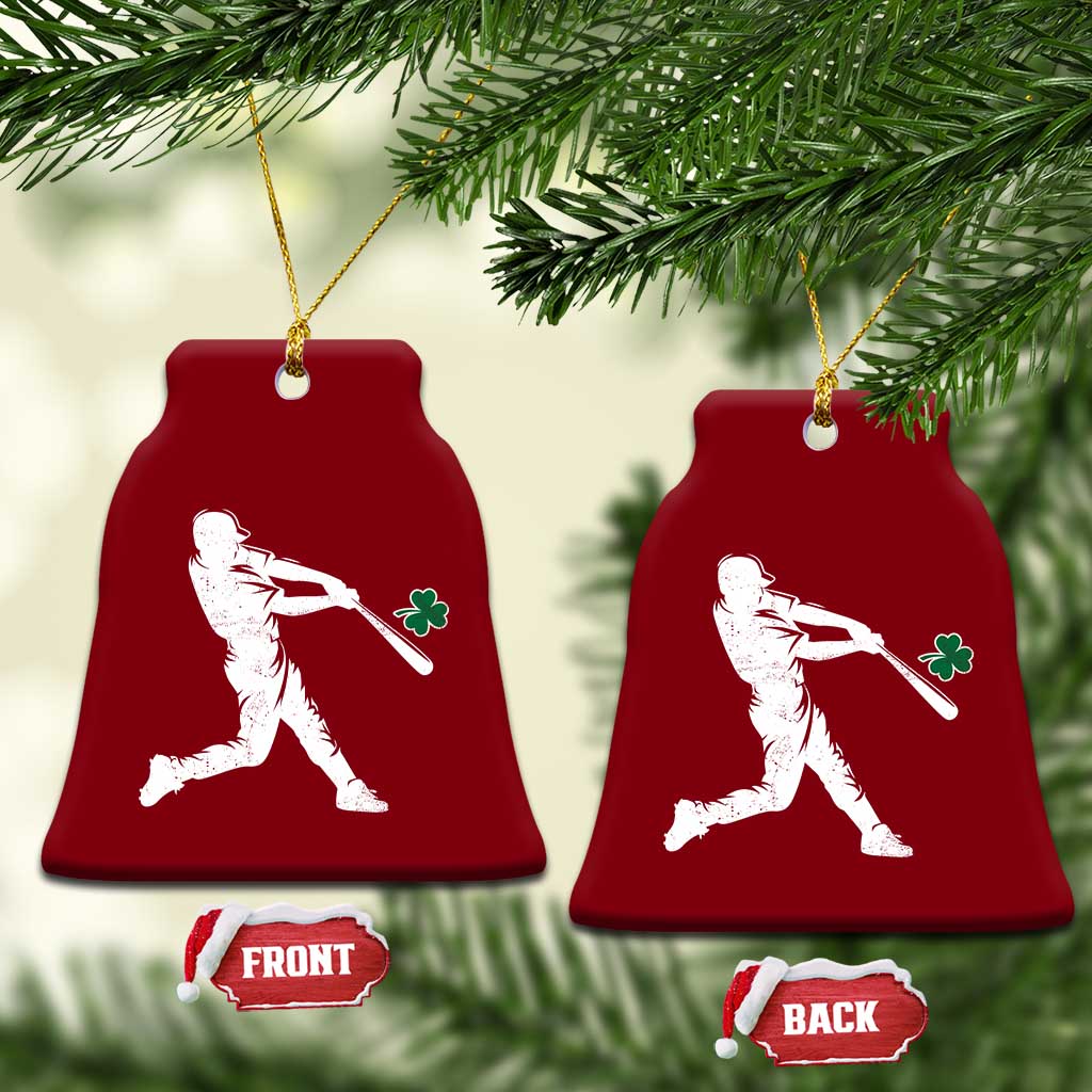 St Patricks Day Baseball Batter Silhouette Shamrock Ceramic Ornament TS11 Print Your Wear