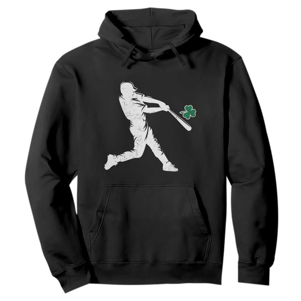 St Patricks Day Baseball Batter Silhouette Shamrock Hoodie TS11 Black Print Your Wear