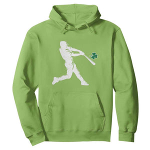 St Patricks Day Baseball Batter Silhouette Shamrock Hoodie TS11 Lime Print Your Wear