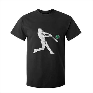 St Patricks Day Baseball Batter Silhouette Shamrock T Shirt For Kid TS11 Black Print Your Wear