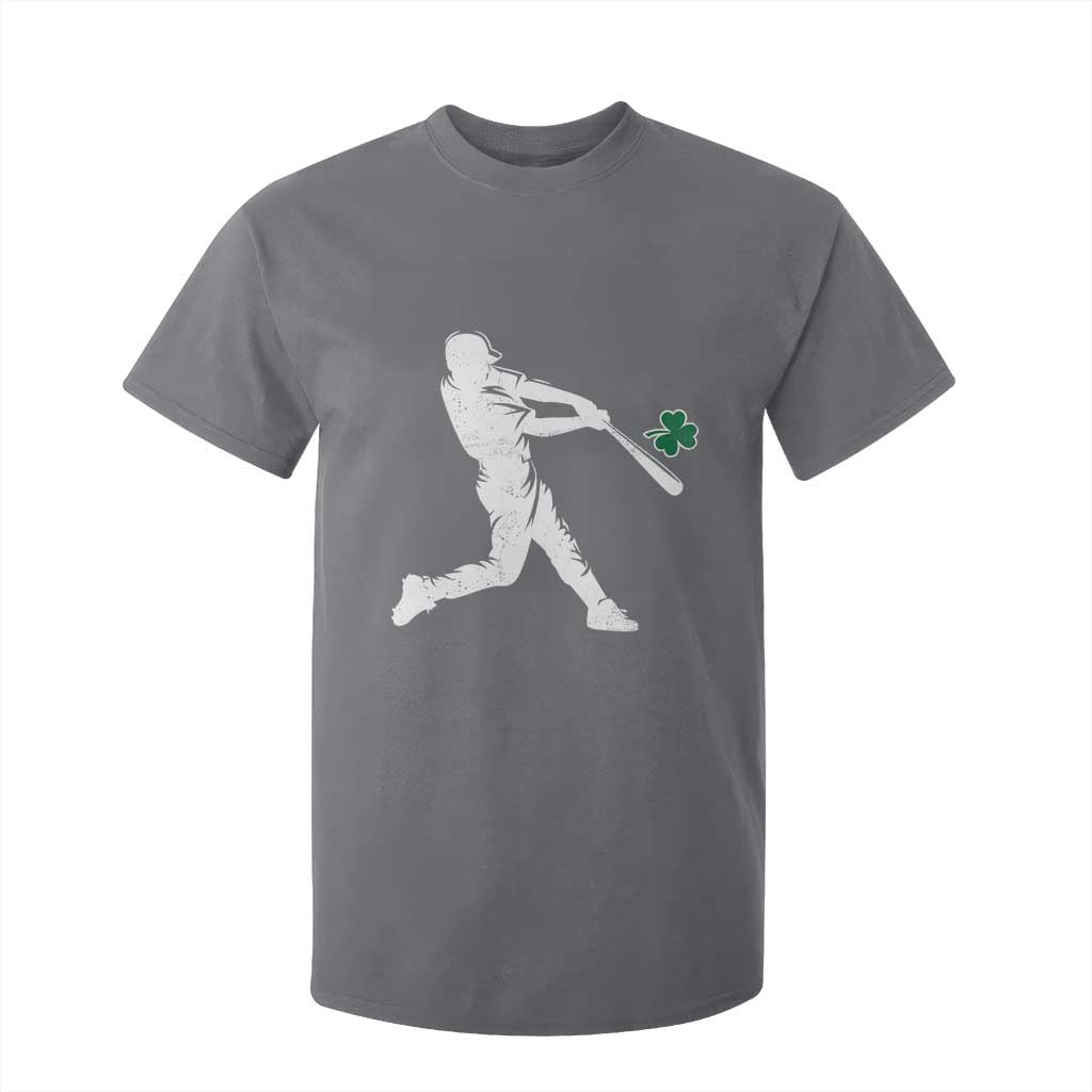 St Patricks Day Baseball Batter Silhouette Shamrock T Shirt For Kid TS11 Charcoal Print Your Wear