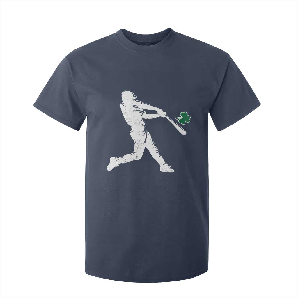 St Patricks Day Baseball Batter Silhouette Shamrock T Shirt For Kid TS11 Navy Print Your Wear