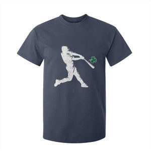 St Patricks Day Baseball Batter Silhouette Shamrock T Shirt For Kid TS11 Navy Print Your Wear