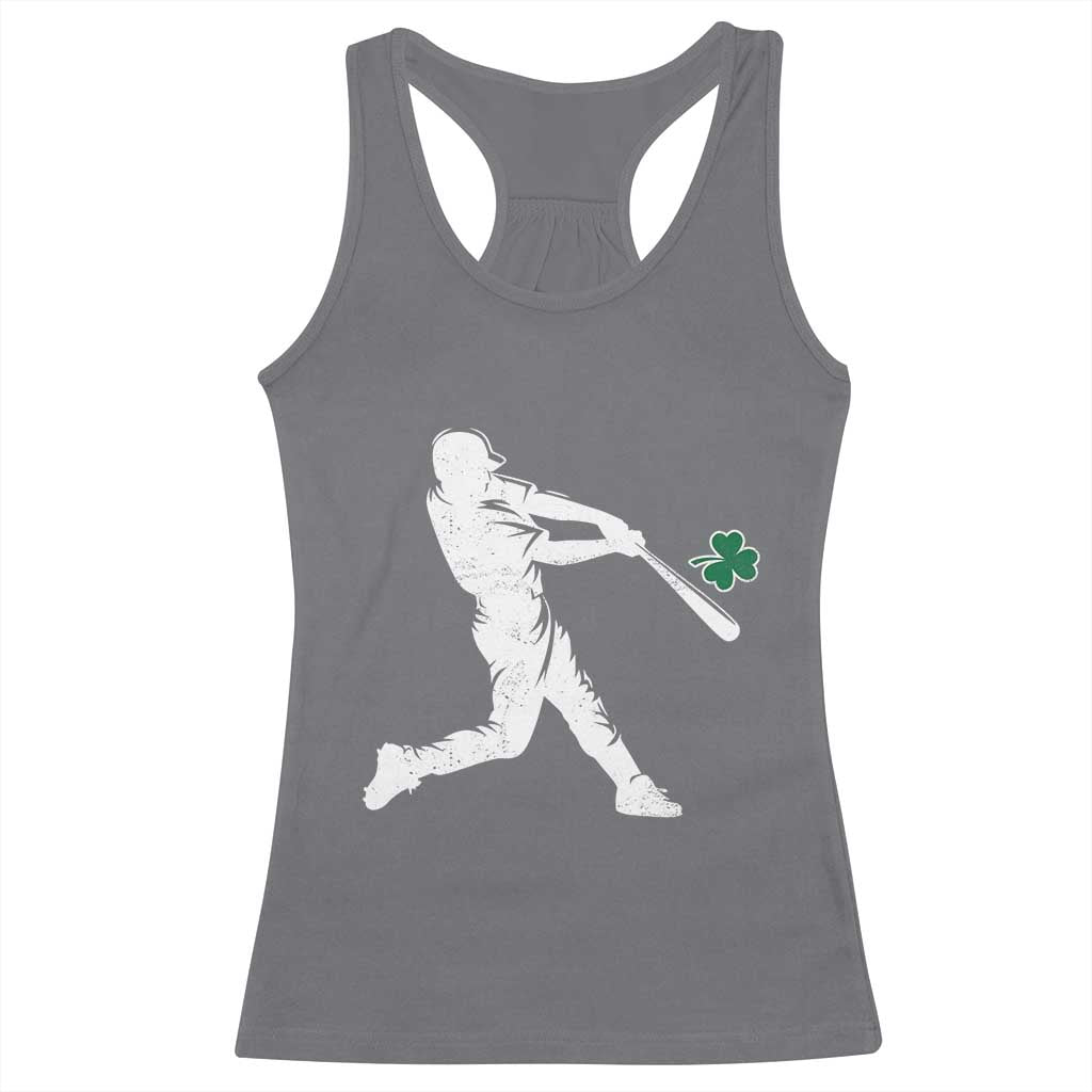 St Patricks Day Baseball Batter Silhouette Shamrock Racerback Tank Top TS11 Charcoal Print Your Wear