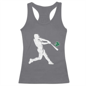 St Patricks Day Baseball Batter Silhouette Shamrock Racerback Tank Top TS11 Charcoal Print Your Wear