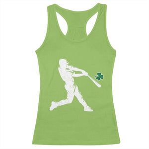 St Patricks Day Baseball Batter Silhouette Shamrock Racerback Tank Top TS11 Lime Print Your Wear