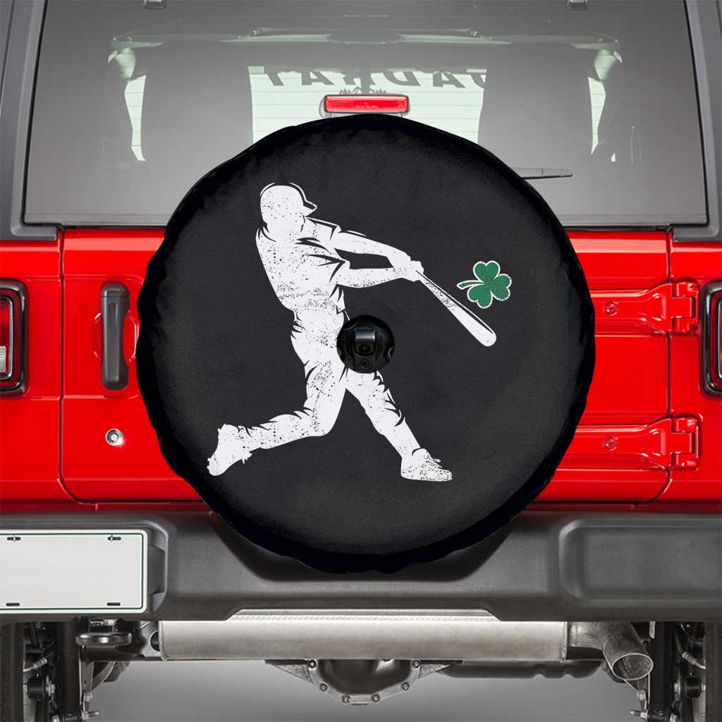 St Patricks Day Baseball Batter Silhouette Shamrock Spare Tire Cover TS11 Black Print Your Wear