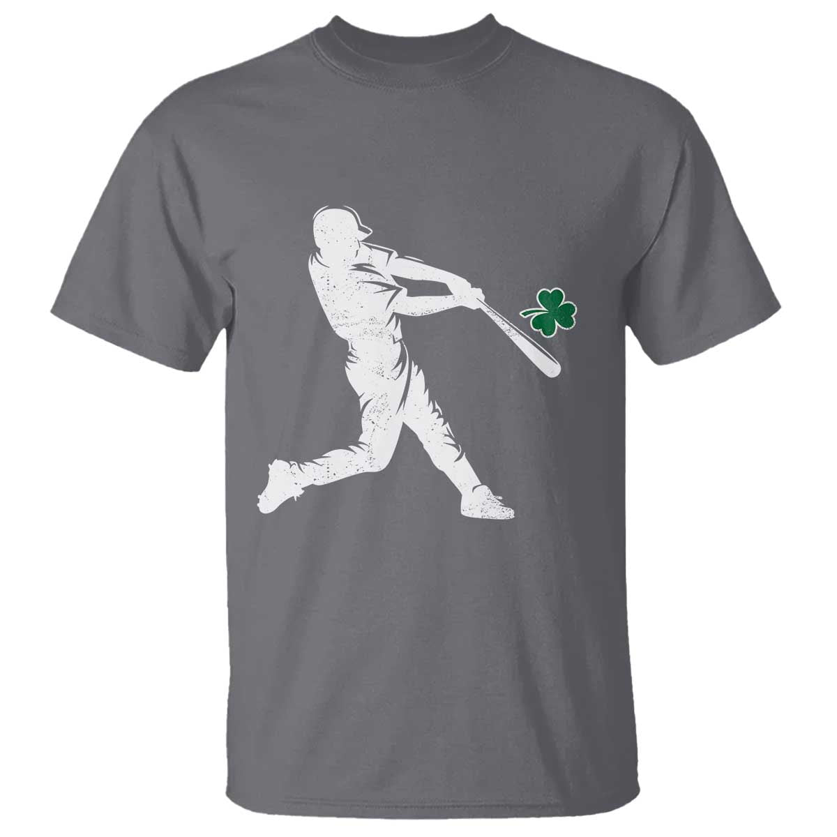 St Patricks Day Baseball Batter Silhouette Shamrock T Shirt TS11 Charcoal Print Your Wear