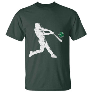 St Patricks Day Baseball Batter Silhouette Shamrock T Shirt TS11 Dark Forest Green Print Your Wear