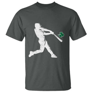 St Patricks Day Baseball Batter Silhouette Shamrock T Shirt TS11 Dark Heather Print Your Wear