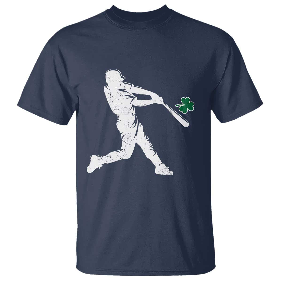 St Patricks Day Baseball Batter Silhouette Shamrock T Shirt TS11 Navy Print Your Wear