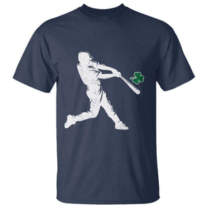 St Patricks Day Baseball Batter Silhouette Shamrock T Shirt TS11 Navy Print Your Wear