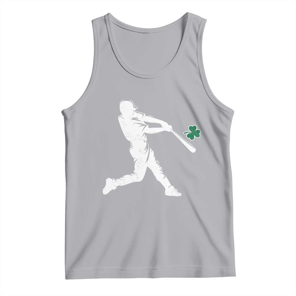 St Patricks Day Baseball Batter Silhouette Shamrock Tank Top TS11 Athletic Heather Print Your Wear