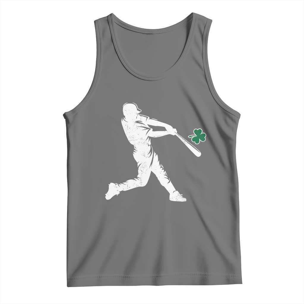 St Patricks Day Baseball Batter Silhouette Shamrock Tank Top TS11 Black Heather Print Your Wear