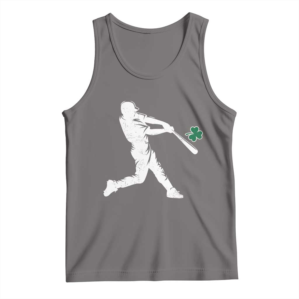 St Patricks Day Baseball Batter Silhouette Shamrock Tank Top TS11 Deep Heather Print Your Wear