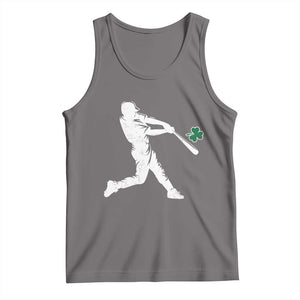 St Patricks Day Baseball Batter Silhouette Shamrock Tank Top TS11 Deep Heather Print Your Wear