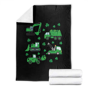 Funny St Patricks Day Construction Trucks Irish Shamrock Throw Blanket TS11 Black Print Your Wear